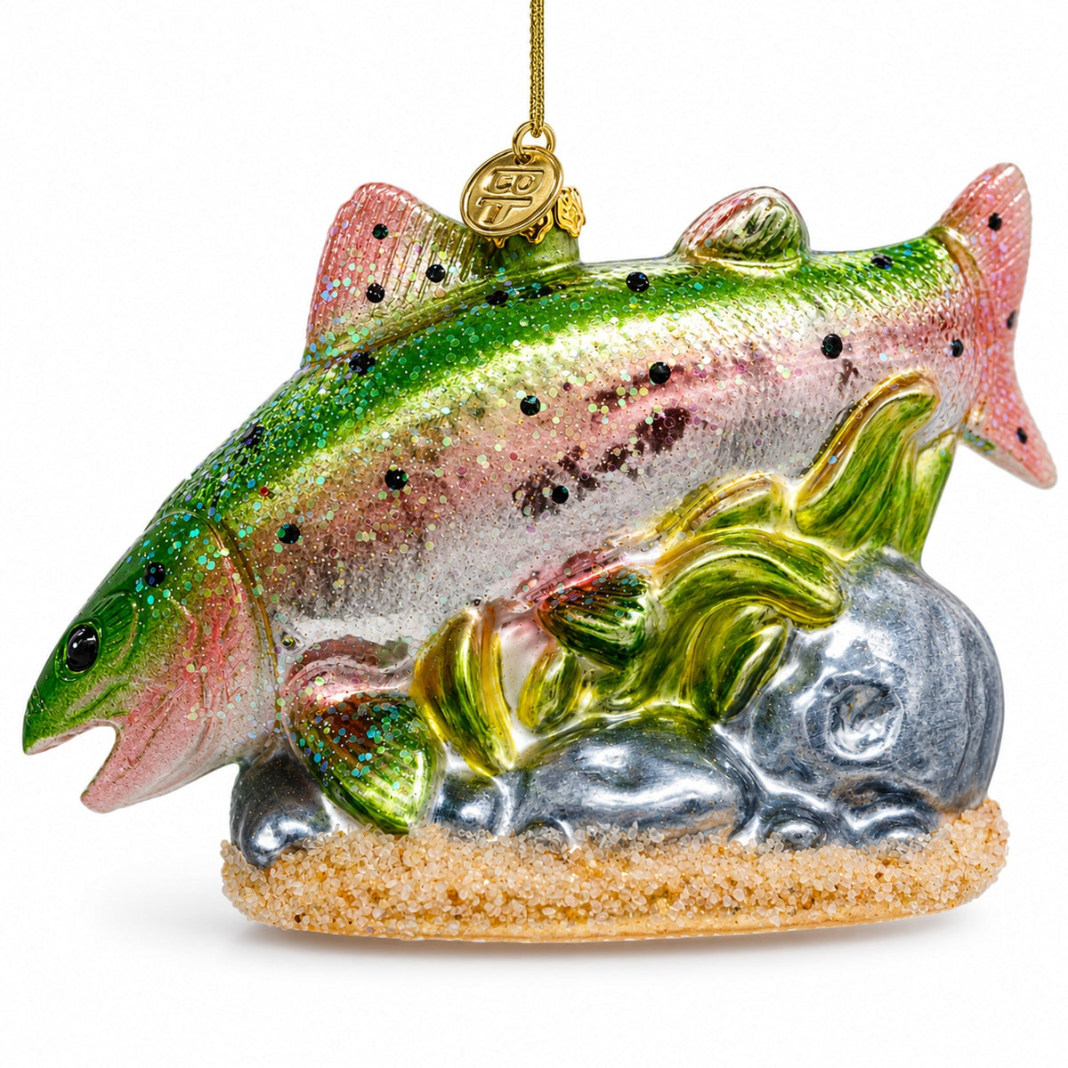 Rainbow Trout Glass Christmas Ornament