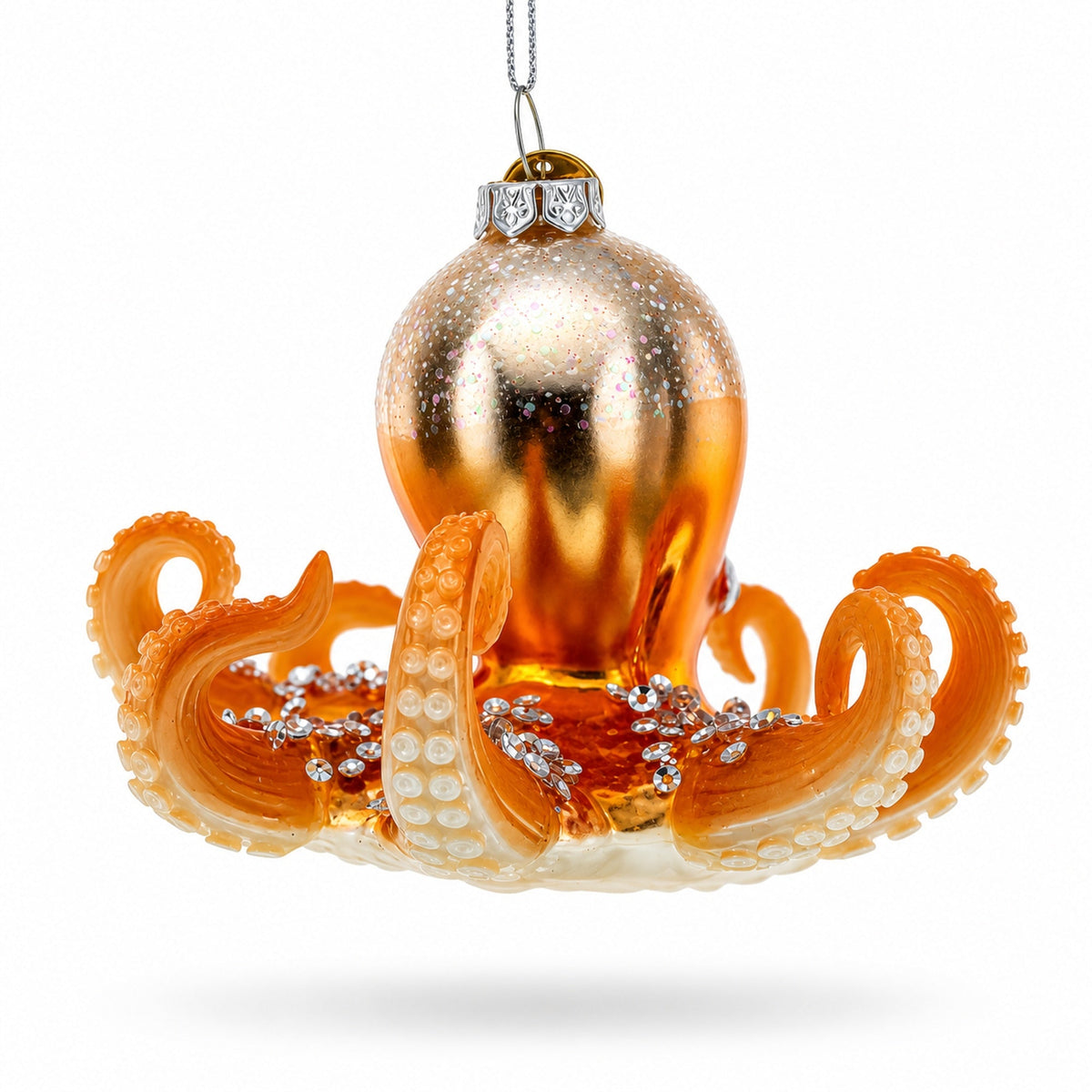 Octopus Glass Christmas Ornament