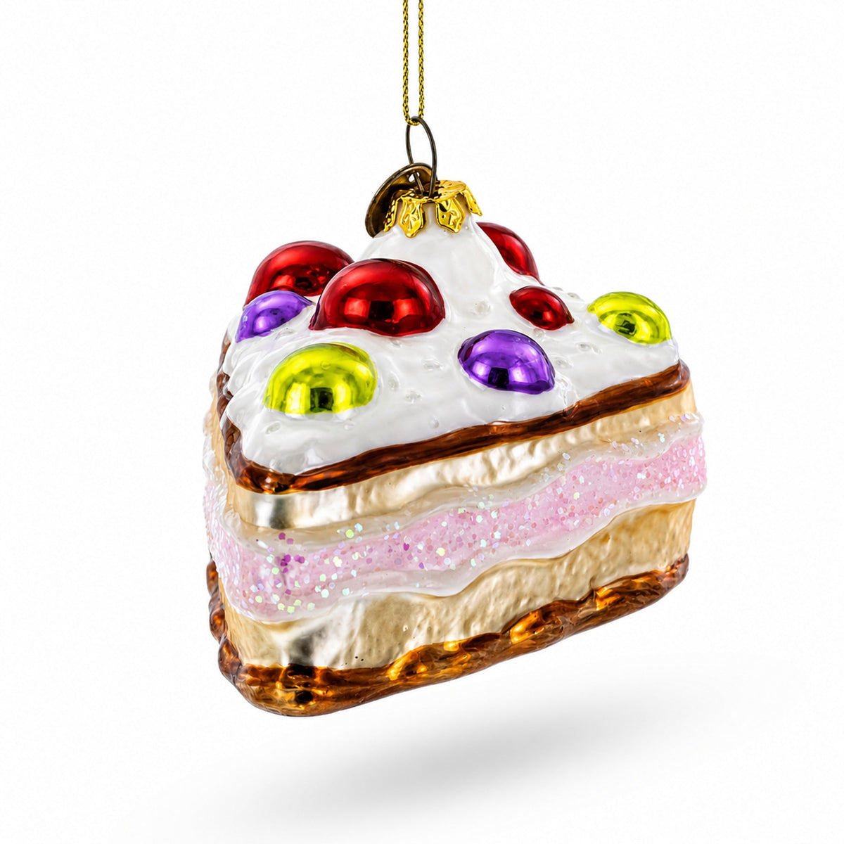 Cherry Cake Glass Christmas Ornament