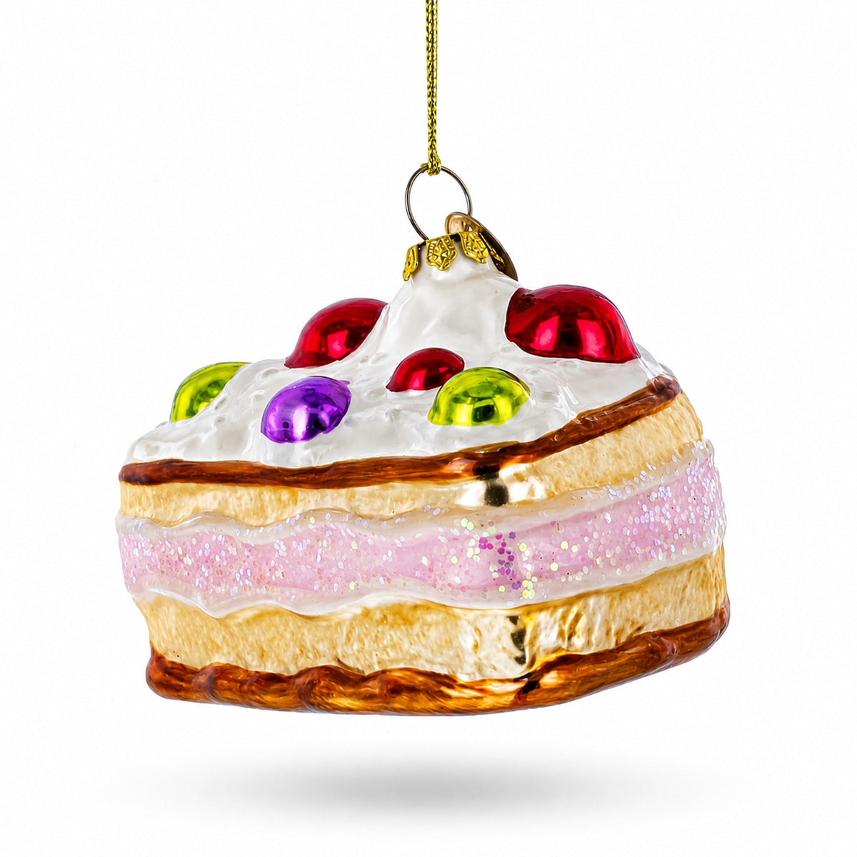 Cherry Cake Glass Christmas Ornament
