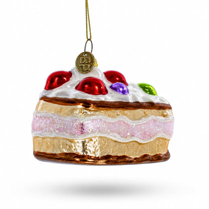 Cherry Cake Glass Christmas Ornament