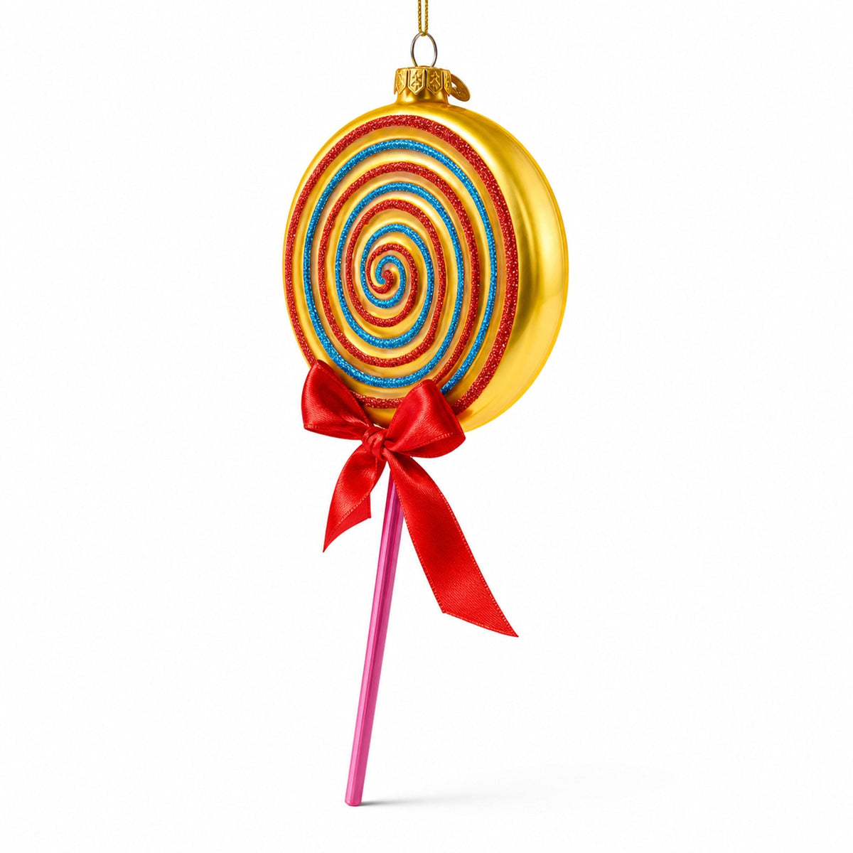 Lollipop on Stick Glass Christmas Ornament