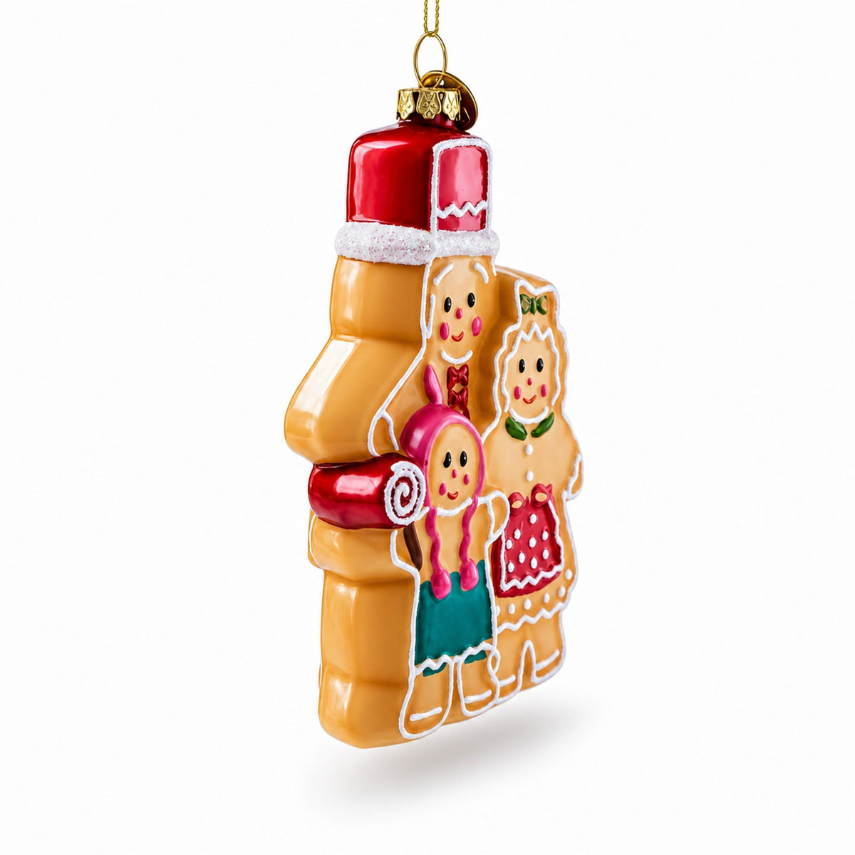 Gingerbread Family Glass Christmas Ornament