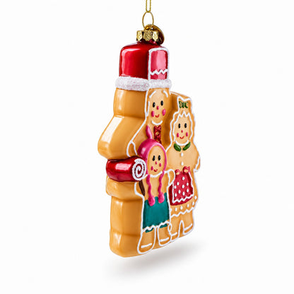 Gingerbread Family Glass Christmas Ornament