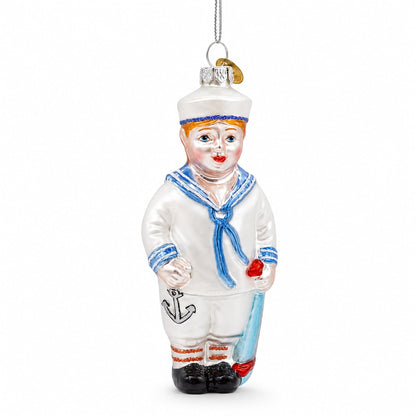 Nautical Sailor Glass Christmas Ornament
