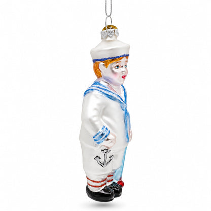 Nautical Sailor Glass Christmas Ornament