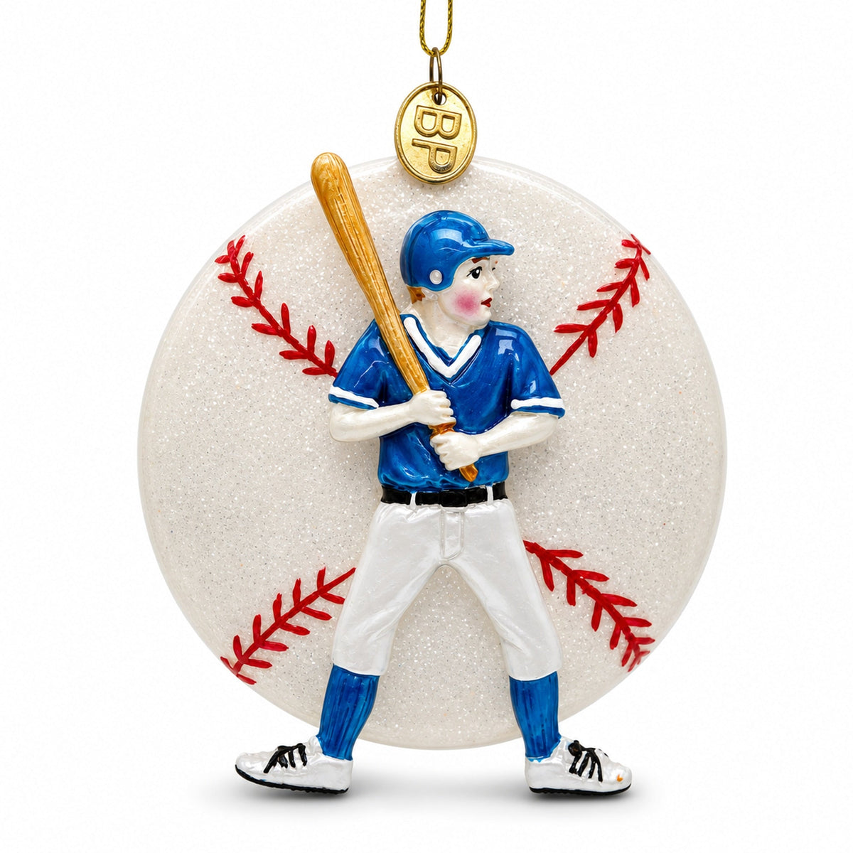 Baseball Player Glass Christmas Ornament