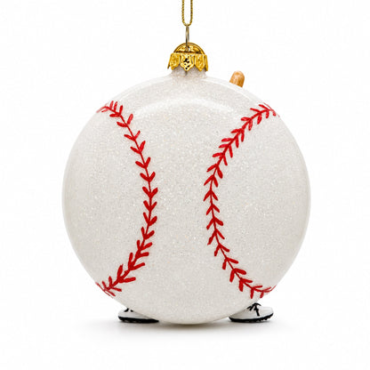 Baseball Player Glass Christmas Ornament