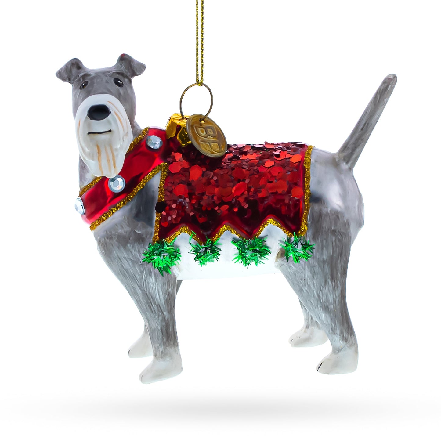 Irish Terrier Glass Christmas Ornament