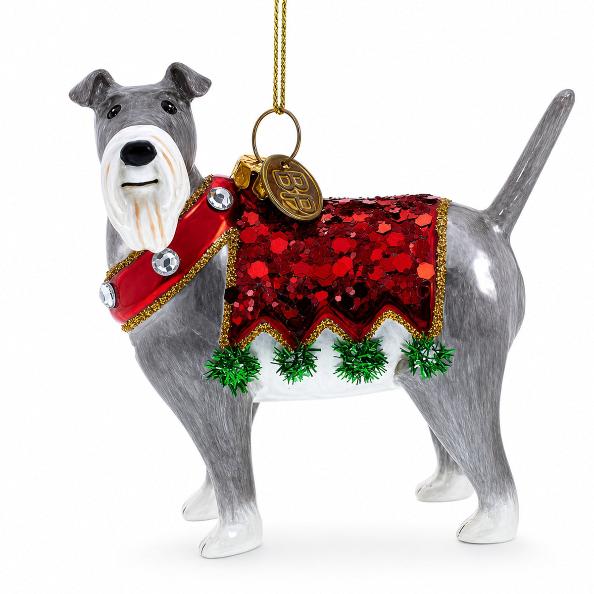 Irish Terrier Glass Christmas Ornament