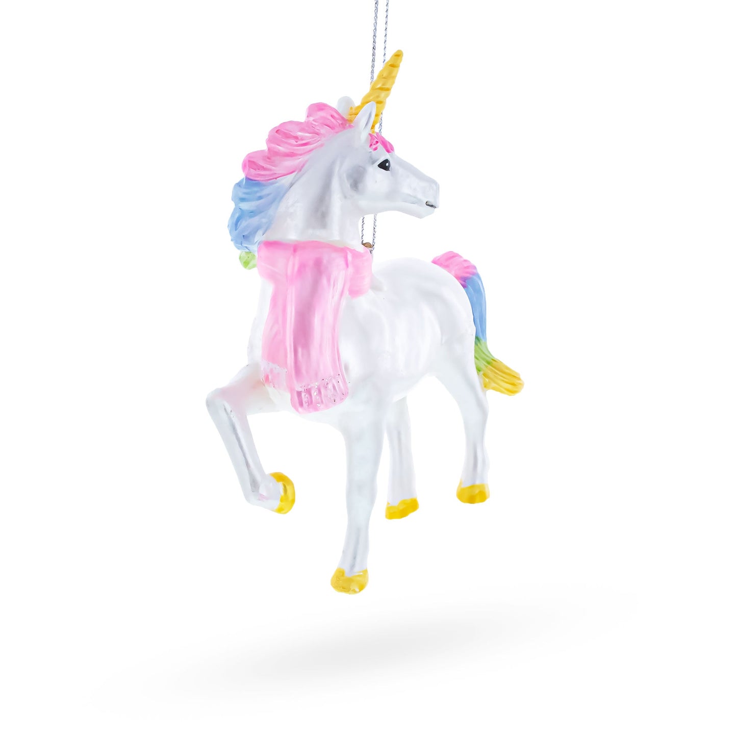 Rainbow Unicorn Glass Christmas Ornament