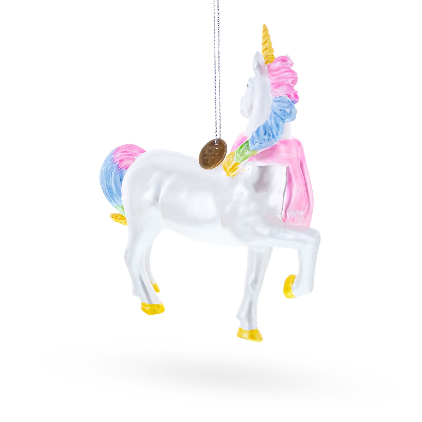 Rainbow Unicorn Glass Christmas Ornament