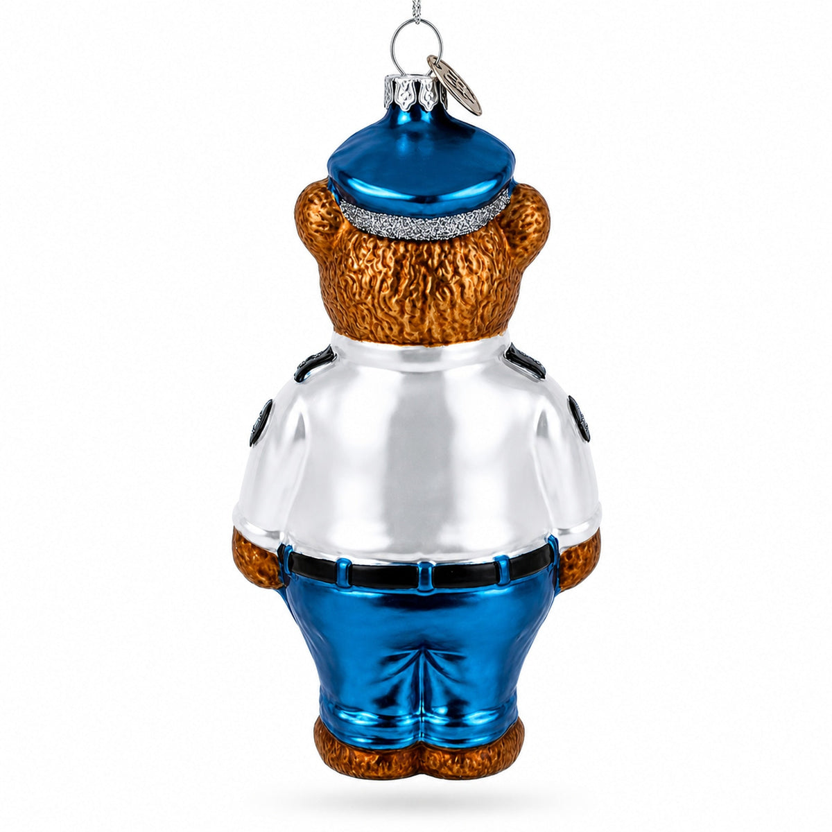 Police Bear Glass Christmas Ornament