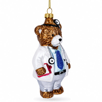 Doctor Bear Glass Christmas Ornament