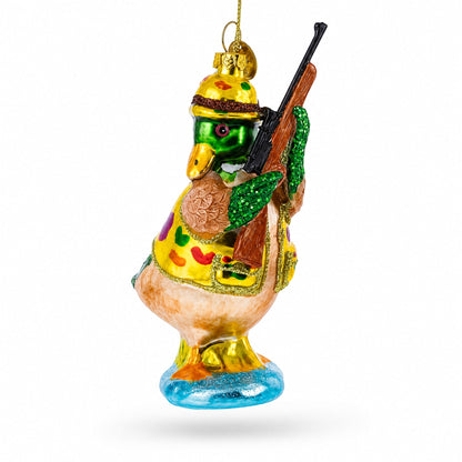 Duck the Hunter Glass Christmas Ornament