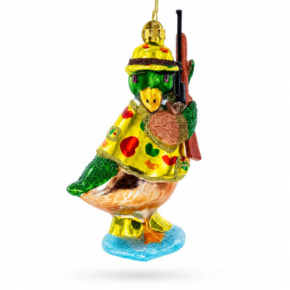 Duck the Hunter Glass Christmas Ornament