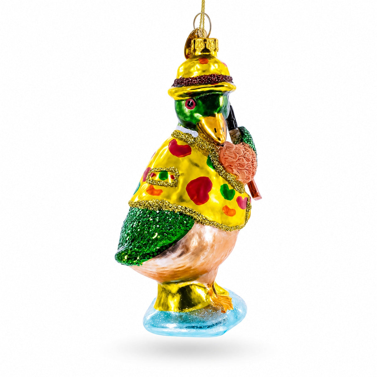 Duck the Hunter Glass Christmas Ornament
