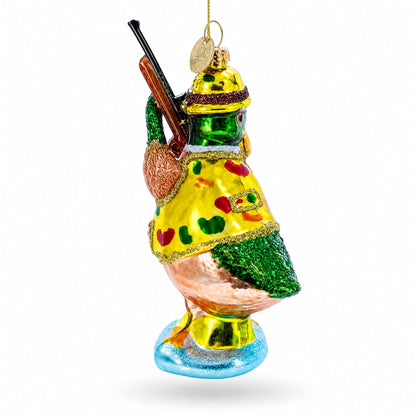 Duck the Hunter Glass Christmas Ornament