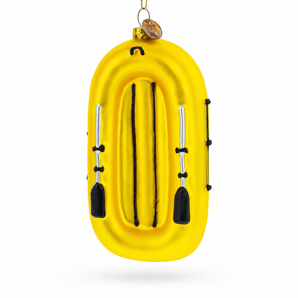 Sunny Yellow Rubber Boat Glass Christmas Ornament