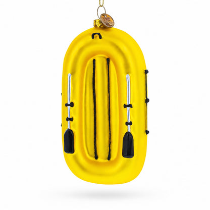 Sunny Yellow Rubber Boat Glass Christmas Ornament