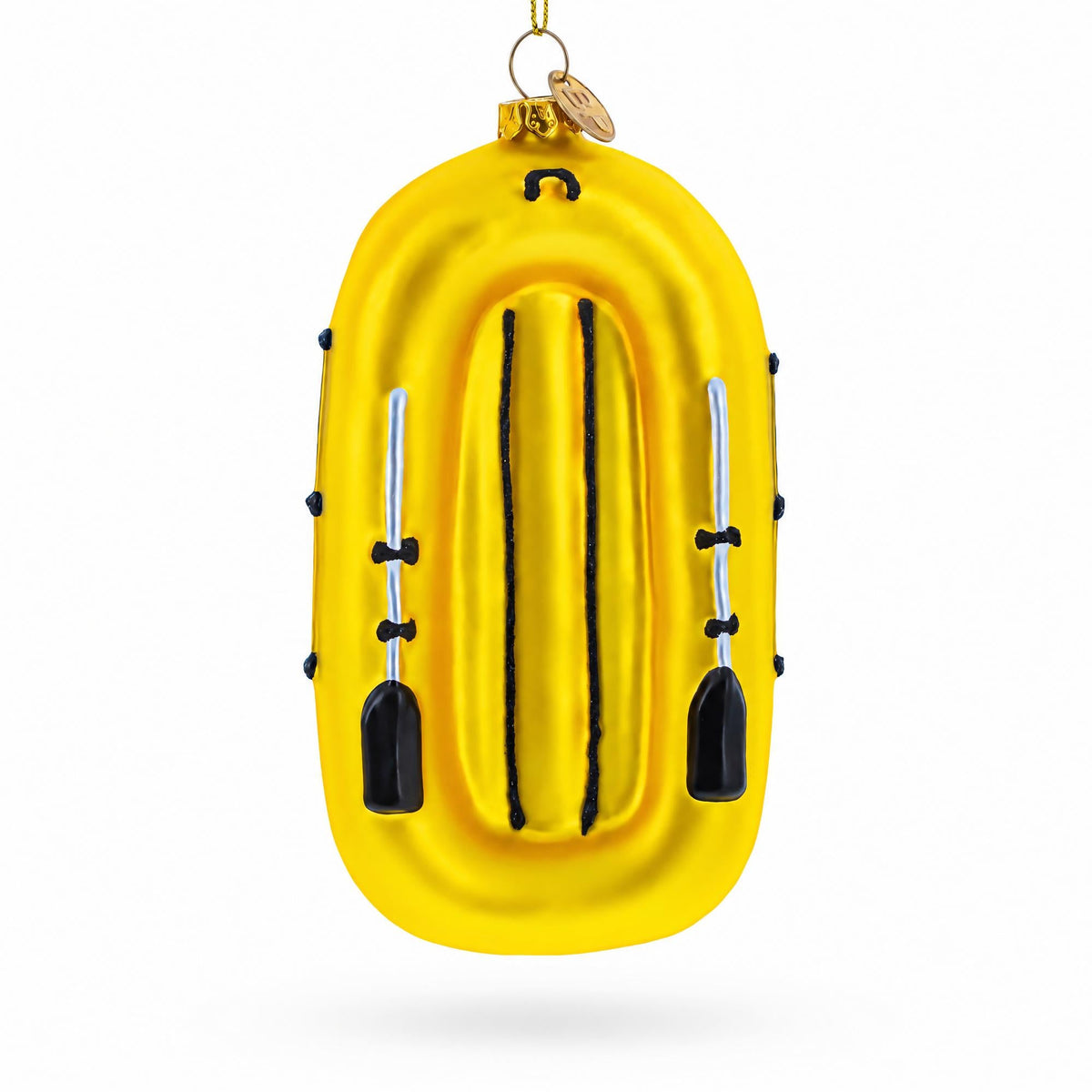 Sunny Yellow Rubber Boat Glass Christmas Ornament