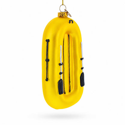 Sunny Yellow Rubber Boat Glass Christmas Ornament