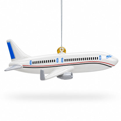 Passenger Jet Airplane Glass Christmas Ornament