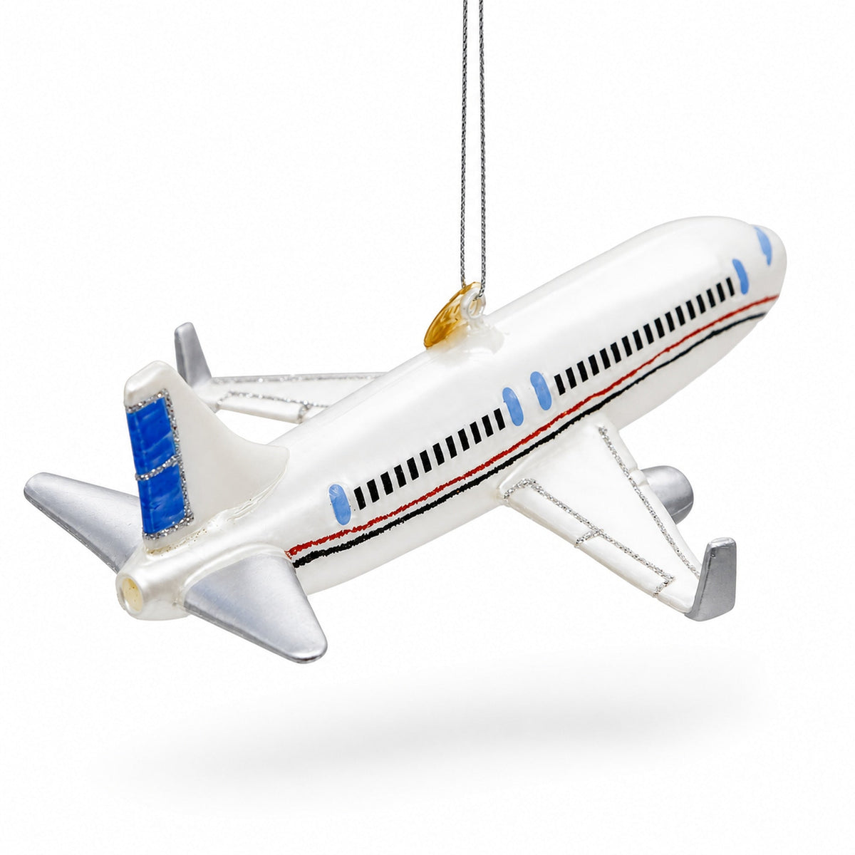 Passenger Jet Airplane Glass Christmas Ornament
