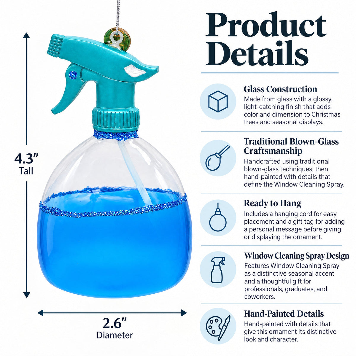 Window Cleaning Spray Glass Christmas Ornament