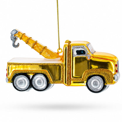 Tow Truck Glass Christmas Ornament