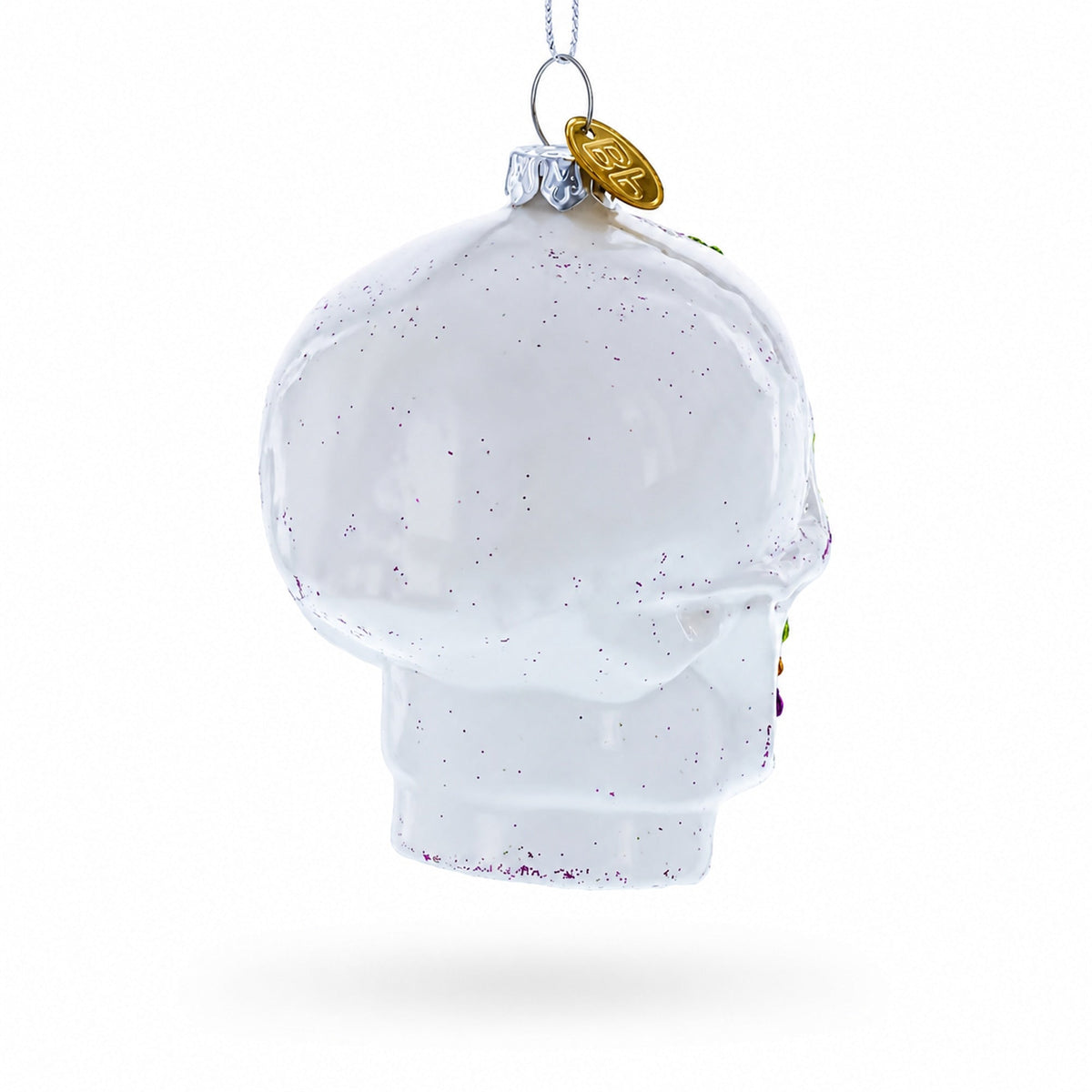 White Skull Glass Christmas Ornament