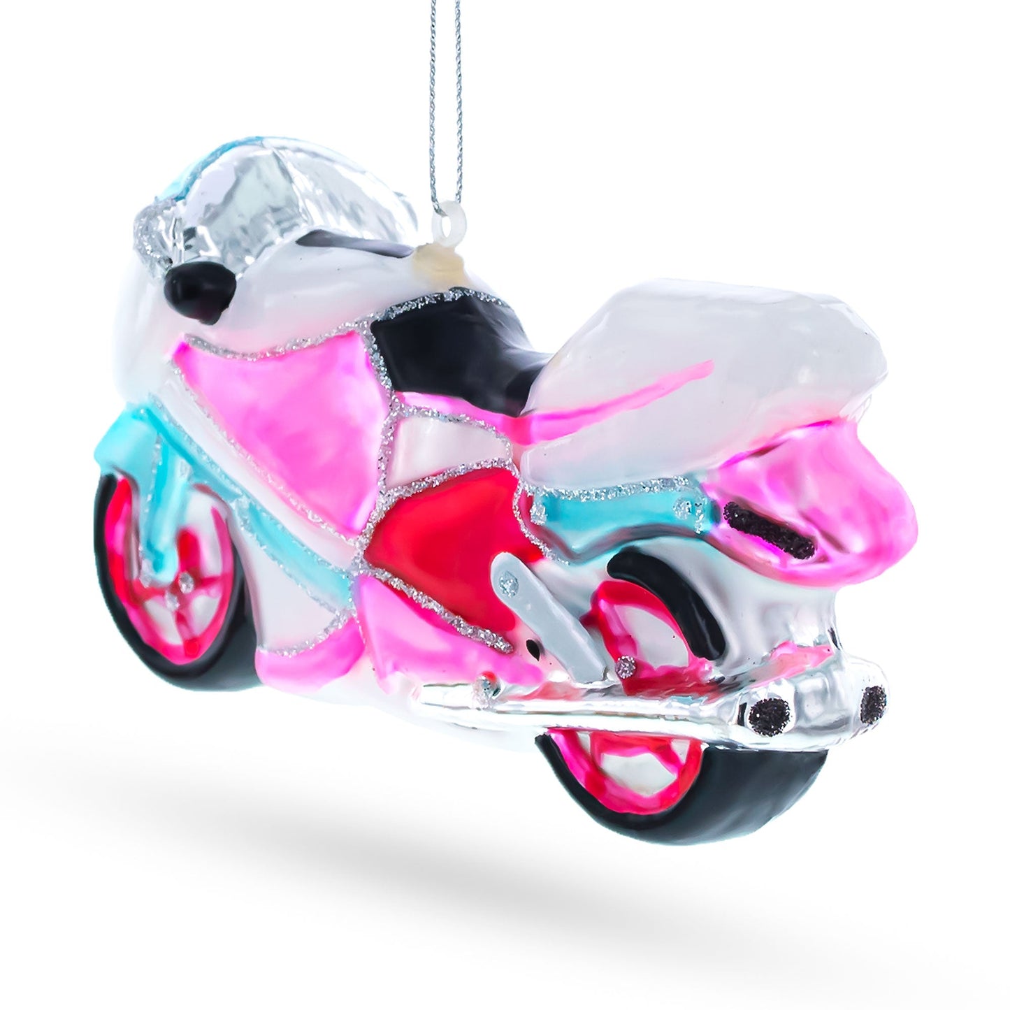 Motorcycle Glass Christmas Ornament