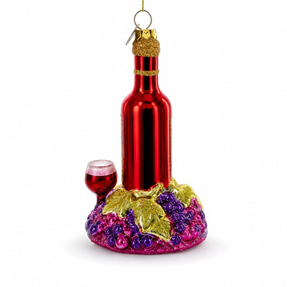 Red Wine with Snacks Glass Christmas Ornament