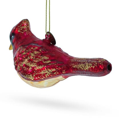 Red Cardinal Bird Glittered Glass Christmas Ornament