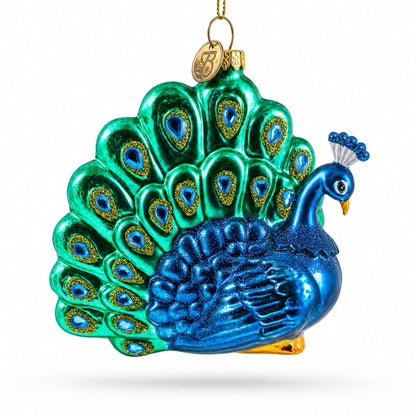 Chic Peacock Glass Christmas Ornament
