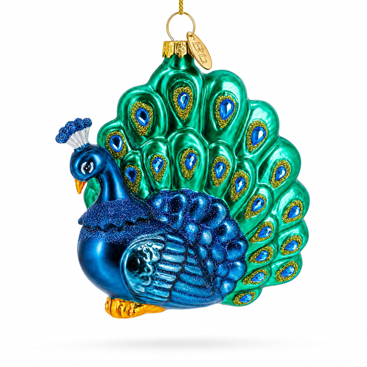 Chic Peacock Glass Christmas Ornament