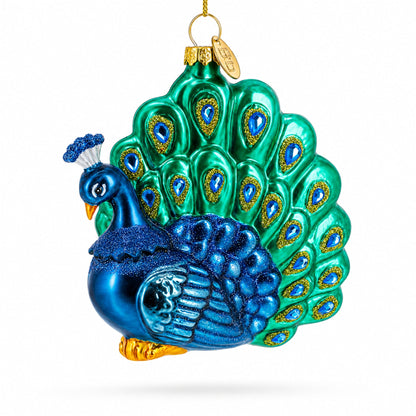 Chic Peacock Glass Christmas Ornament