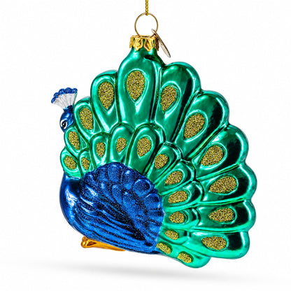 Chic Peacock Glass Christmas Ornament