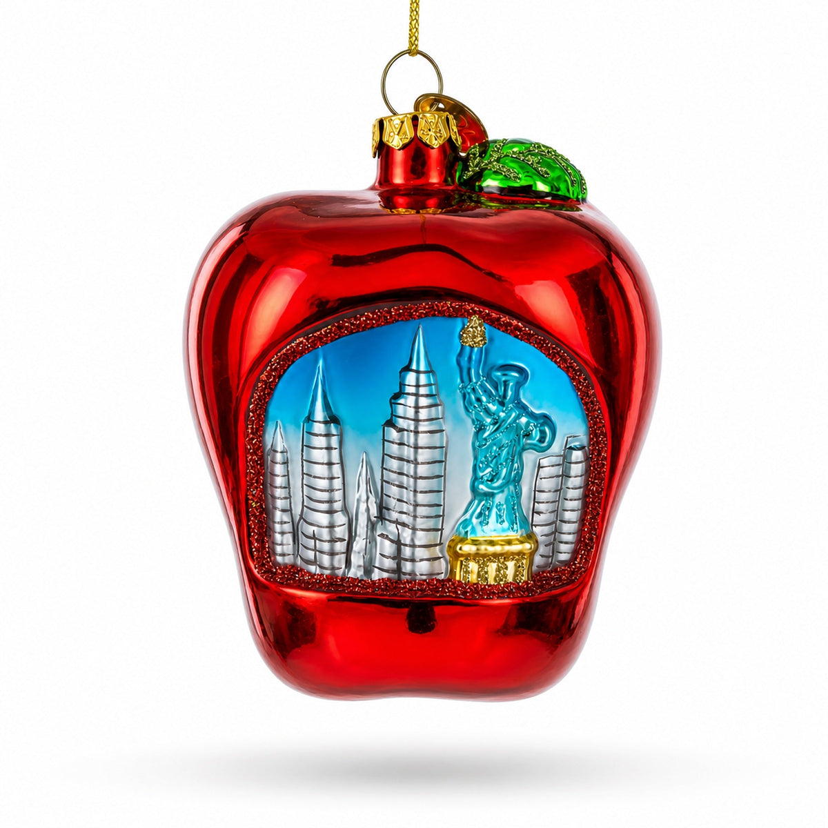 New York City Big Apple Glass Christmas Ornament
