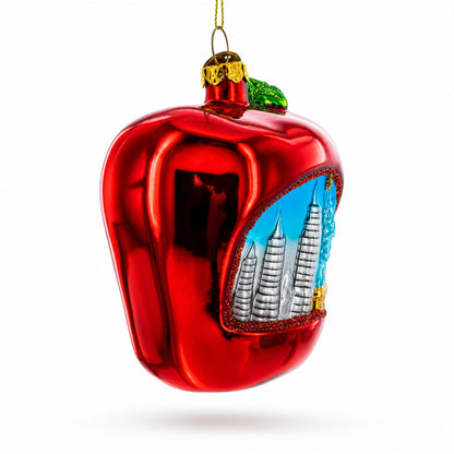 New York City Big Apple Glass Christmas Ornament