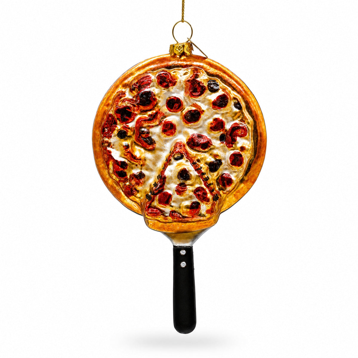 Pepperoni Pizza Glass Christmas Ornament