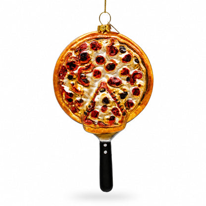 Pepperoni Pizza Glass Christmas Ornament