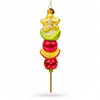 Fruit Medley on a Stick Glass Christmas Ornament