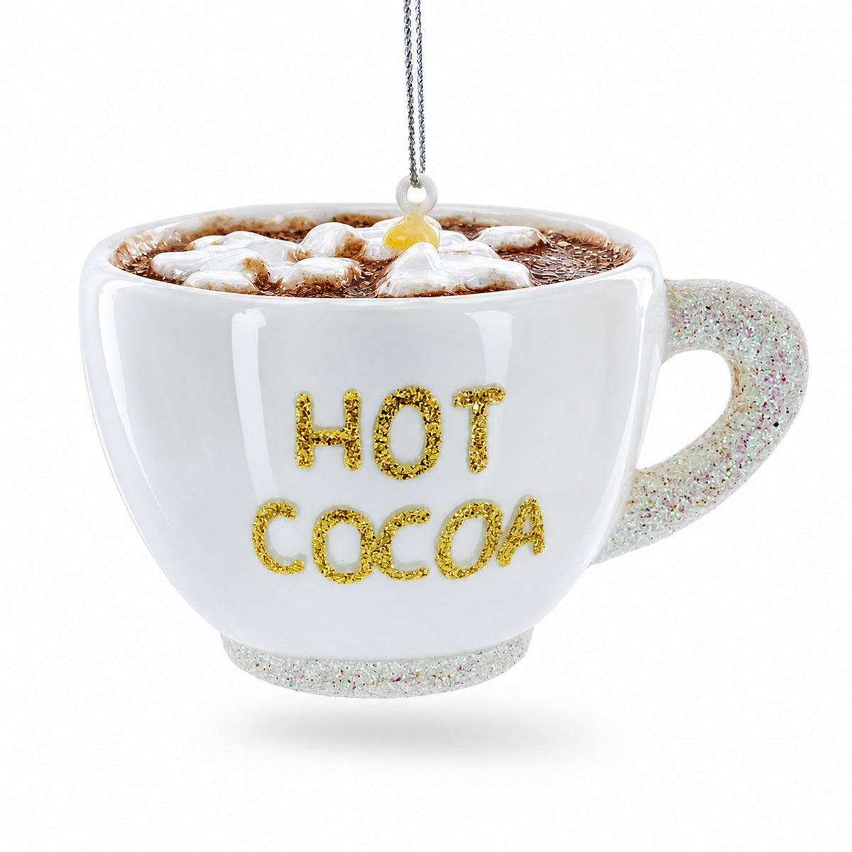 Hot Cocoa Cup Glass Christmas Ornament