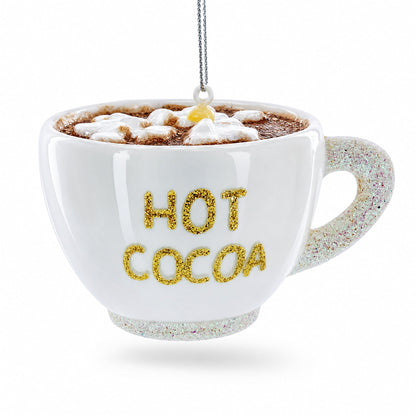 Hot Cocoa Cup Glass Christmas Ornament