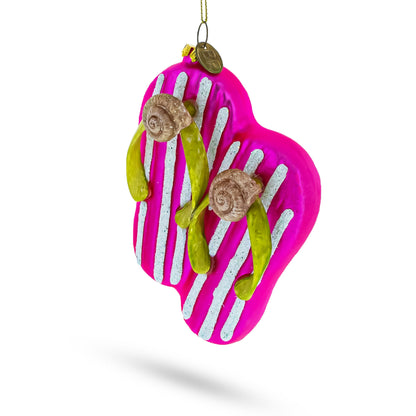 Pink Flip Flops Slippers Glass Christmas Ornament