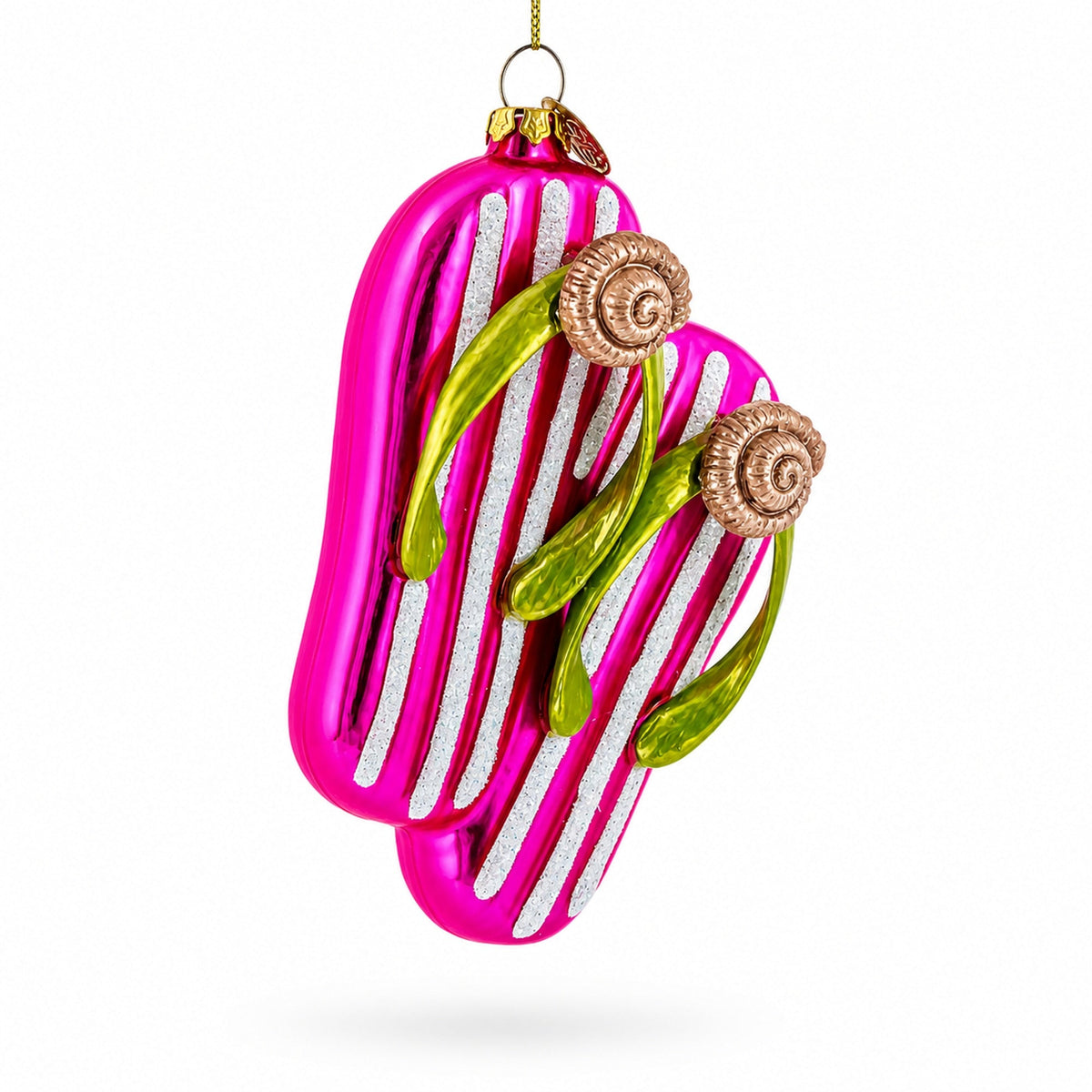 Pink Flip Flops Slippers Glass Christmas Ornament