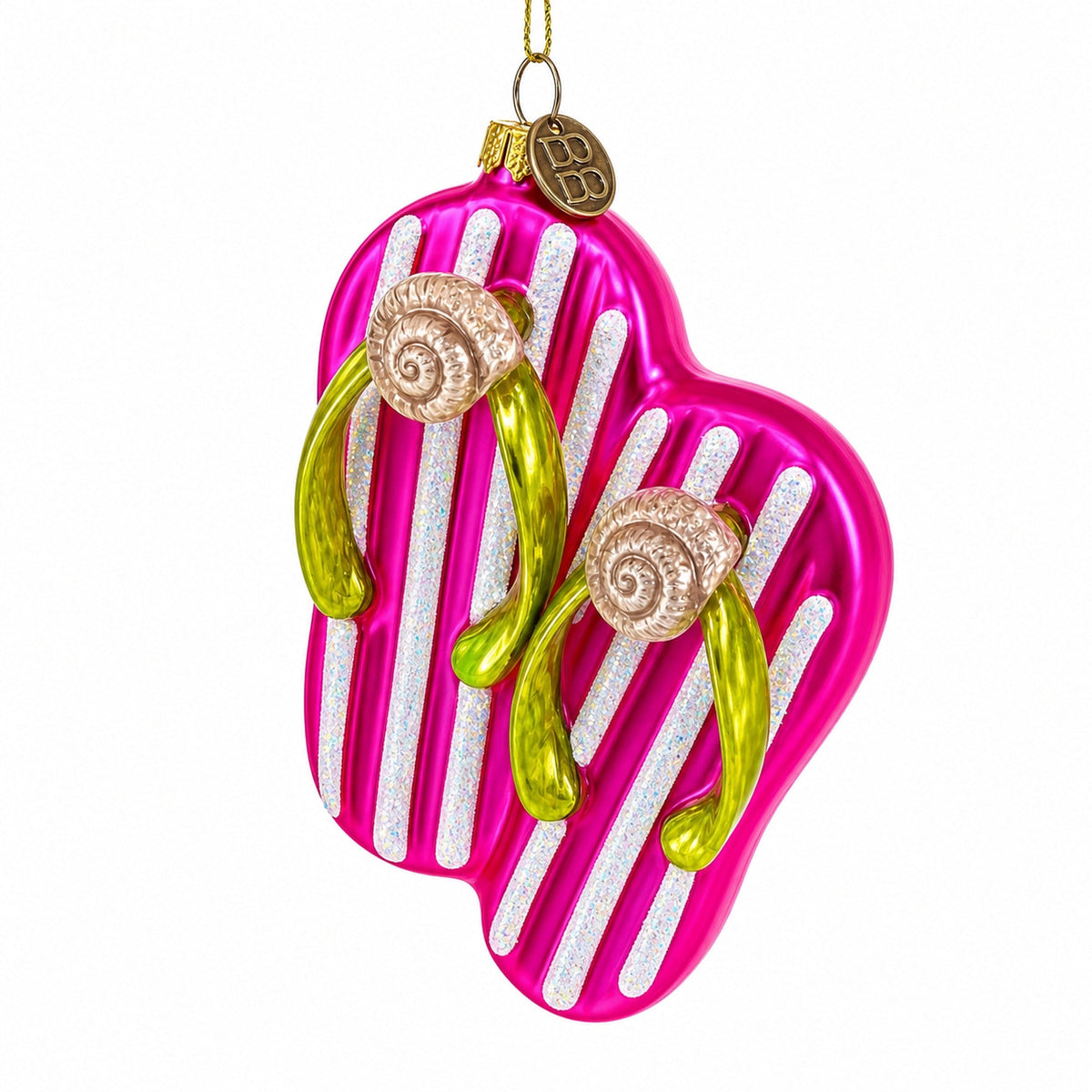 Pink Flip Flops Slippers Glass Christmas Ornament