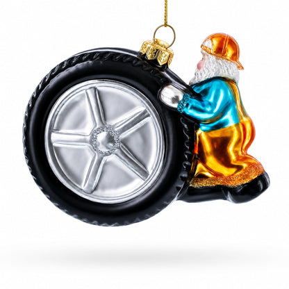 Tire Repair Mechanic Glass Christmas Ornament