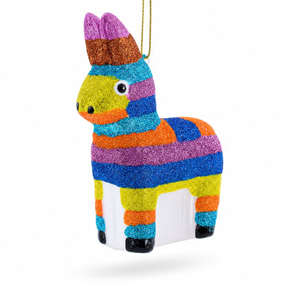 Donkey Pinata Glass Christmas Ornament